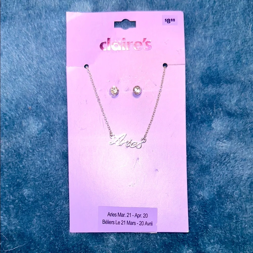 Claire's Silver Aries Necklace and Earring Set - Picture 1 of 1